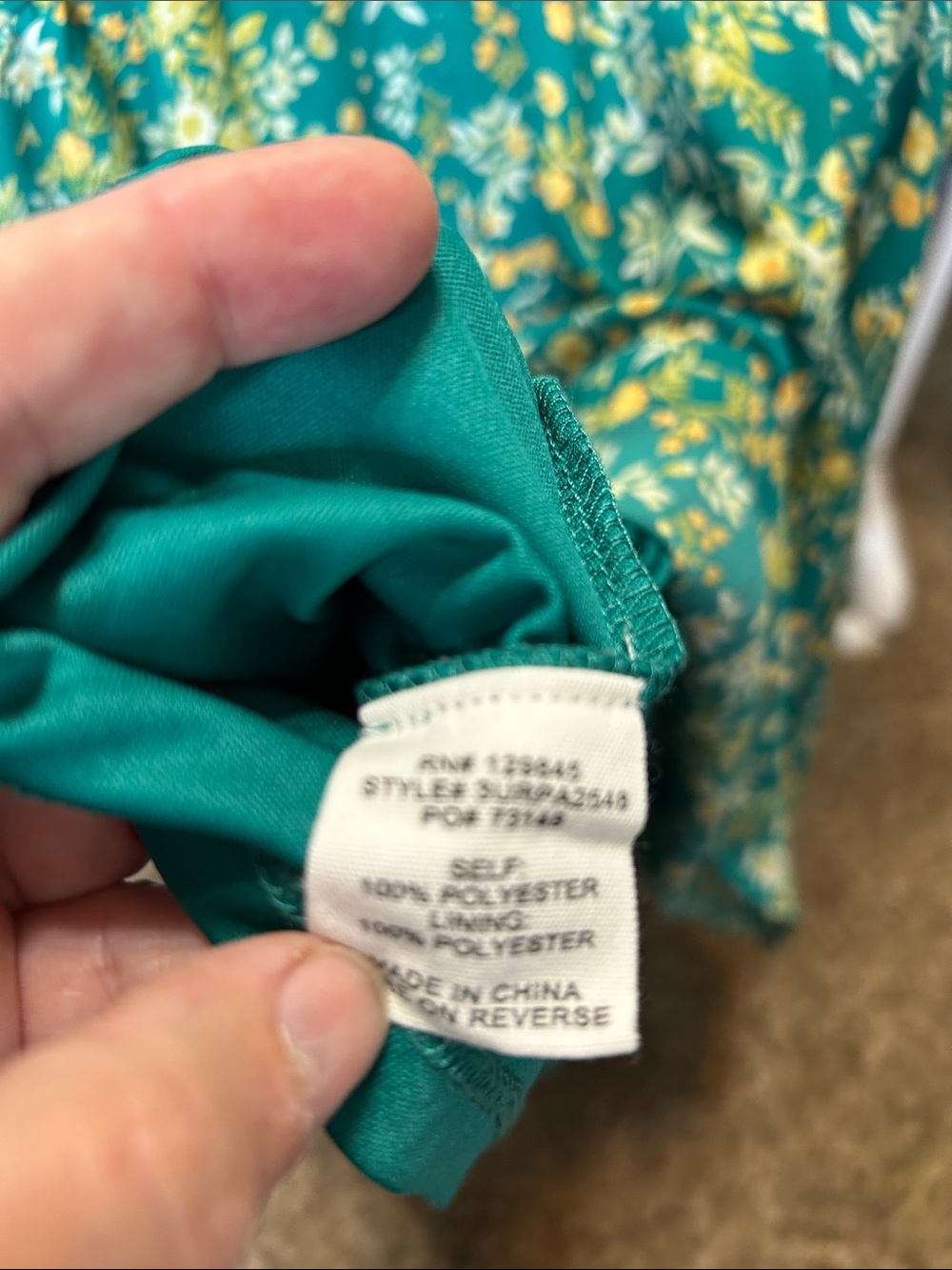 bailey blue Teal Floral V-Neck Midi Dress with Flutter Sleeves Size L - Picture 4 of 4